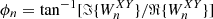 $ \phi_n= \tan^{-1}[\Im\{W^{XY}_n\}/\Re\{W^{XY}_n\}] $
