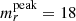 $ m^\mathrm{{peak}}_{r} = 18 $