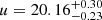 $ u=20.16^{+0.30}_{-0.23} $