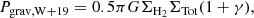 $$ \begin{aligned} P_{\rm grav,W+19} = 0.5 \pi G \Sigma _{\rm H_2} \Sigma _{\rm Tot} (1 + \gamma ), \end{aligned} $$