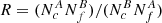 $ R= (N^A_c N^B_f)/(N^B_c N^A_f) $