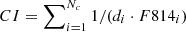 $ CI=\sum\nolimits_{i=1}^{N_c}1/(d_i\cdot F814_i) $