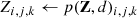 $$ \begin{aligned}&Z_{i,j,k} \leftarrow p(\mathbf Z , d)_{i,j,k}\end{aligned} $$