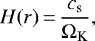 \begin{equation*} H(r)\,{=}\,\frac{c_{\textrm{s}}}{\Omega_{\textrm{K}}}, \end{equation*}