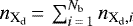 $n_{{\textrm{X}_{\textrm{d}}}}\,{=}\,\sum_{i\,{=}\,1}^{N_{\textrm{b}}} n_{{\textrm{X}_{\textrm{d}}}, i}$