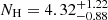$ N_{\mathrm{H}} = 4.32^{+1.22}_{-0.88} $