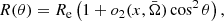 $$ \begin{aligned} R(\theta ) = R_{\mathrm{e} }\left(1+o_2(x,\bar{\Omega })\cos ^2\theta \right), \end{aligned} $$