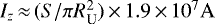 $I_z\,{\approx}\,(S/\pi R_{\textrm{U}}^2)\,{\times}\,1.9\,{\times}\,10^7 \textrm{A} $