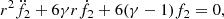 $$ \begin{aligned} r^2 \ddot{f_2} + 6 \gamma r \dot{f_2} + 6 (\gamma -1) f_2 = 0, \end{aligned} $$