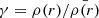 $ \gamma = \rho(r) / \bar{\rho(r)} $