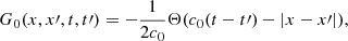 $$ \begin{aligned} G_0(x,x\prime ,t,t\prime ) = -\frac{1}{2c_0}\Theta (c_0(t-t\prime )-|x-x\prime |), \end{aligned} $$