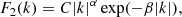 $$ \begin{aligned} F_2(k) = C |k|^\alpha \exp (-\beta |k|) , \end{aligned} $$