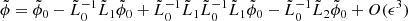 $$ \begin{aligned} \tilde{\phi }= \tilde{\phi }_0 -\tilde{L}_0^{-1}\tilde{L}_1 \tilde{\phi }_0+\tilde{L}_0^{-1}\tilde{L}_1\tilde{L}_0^{-1}\tilde{L}_1 \tilde{\phi }_0-\tilde{L}_0^{-1}\tilde{L}_2 \tilde{\phi }_0+O(\epsilon ^3) \end{aligned} $$