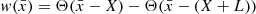 $$ \begin{aligned} w(\bar{x}) = \Theta (\bar{x}-X)-\Theta (\bar{x}-(X+L)) \end{aligned} $$