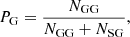 $$ \begin{aligned}&P_{\rm G} = \frac{N_{\rm GG}}{N_{\rm GG}+N_{\rm SG}},\end{aligned} $$