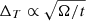$ \Delta_{T}\propto\sqrt{\Omega/t} $