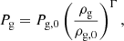 $$ \begin{aligned} P_{\rm g} = P_{\rm g,0} \left(\frac{\rho _{\rm g}}{\rho _{\rm g,0}}\right)^{\Gamma }, \end{aligned} $$