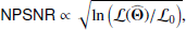 $$ \begin{aligned} \mathsf {NPSNR} \propto \sqrt{\ln \left(\mathcal{L} (\widehat{\mathbf{\Theta }})/\mathcal{L} _0\right)}, \end{aligned} $$