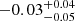 $ -0.03^{+0.04}_{-0.05} $