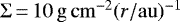 $\Sigma\,{=}\,10\,\mathrm{g}\,\mathrm{cm}^{-2}(r/\mathrm{au})^{-1}$