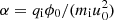$ \alpha=q_{\mathrm{i}}\phi_{0}/(m_{\mathrm{i}}u_{0}^{2}) $