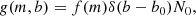 $$ \begin{aligned} g(m,b) = f(m)\delta (b-b_{0})N_{0}, \end{aligned} $$
