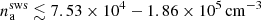 $ n_{\mathrm{a}}^{\mathrm{sws}}\lesssim 7.53 \times 10^4-1.86 \times 10^5\,\mathrm{cm^{-3}} $