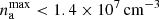 $ n_{\mathrm{a}}^{\mathrm{max}} < 1.4\times 10^7\,\mathrm{cm^{-3}} $