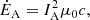 $$ \begin{aligned} \dot{E}_{\rm A} =I_{\rm A}^2 \mu _0 c, \end{aligned} $$