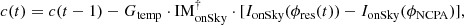 $$ \begin{aligned} c(t) = c(t-1) - G_{\rm temp} \cdot \mathrm{IM}_{\rm onSky}^{\dag }\cdot [I_{\rm onSky}(\phi _{\rm res}(t)) - I_{\rm onSky}(\phi _{\mathrm{NCPA}})] ,\end{aligned} $$