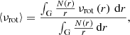 $$ \begin{aligned} \left\langle \nu _{\mathrm{rot}}\right\rangle = \frac{\int _{\mathrm{G}} \frac{N\left(r\right)}{r}\,\nu _{\mathrm{rot}}\left(r\right)\,\mathrm{d}r}{\int _{\mathrm{G}} \frac{N\left(r\right)}{r}\,\mathrm{d}r} , \end{aligned} $$