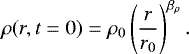 \begin{equation*} \rho(r,t=0) = \rho_0 \left(\frac{r}{r_0}\right)^{\beta_{\rho}}. \end{equation*}