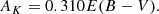 $$ \begin{aligned} A_{K} = 0.310E(B - V). \end{aligned} $$