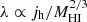 $ \lambda\propto{j_{\rm h}}/{M^{2/3}_{\rm HI}} $