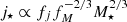 $ {j_\star}\propto{f_j}{f^{-2/3}_M}{M^{2/3}_\star} $