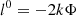 $$ \begin{aligned} l^{0} = -2k \Phi \end{aligned} $$