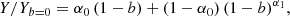 $$ \begin{aligned} Y / Y_{b=0} = \alpha _0 \, (1-b) +(1-\alpha _0) \, (1-b)^{\alpha _1} ,\end{aligned} $$