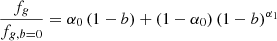$$ \begin{aligned} \frac{f_g}{f_{g, b=0}} = \alpha _0 \, (1-b) +(1-\alpha _0) \, (1-b)^{\alpha _1} \end{aligned} $$
