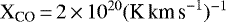 $\textrm{X}_{\textrm{CO}}\,{=}\,2 \,{\times}\, 10^{20} (\textrm{K\,km\,s}^{-1})^{-1}$