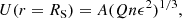 $$ \begin{aligned} U(r = R_{\rm S}) = A (Q n \epsilon ^{2})^{1/3}, \end{aligned} $$