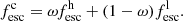 $$ \begin{aligned} f^\mathrm{c}_{\rm esc} = \omega f_{\rm esc}^\mathrm{h} + (1-\omega )f_{\rm esc}^\mathrm{l}. \end{aligned} $$