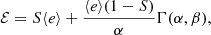 $$ \begin{aligned} \mathcal{ E} =S \langle e\rangle +\frac{\langle e\rangle (1-S)}{\alpha }\Gamma (\alpha ,\beta ) ,\end{aligned} $$
