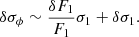 $$ \begin{aligned} \delta \sigma _{\phi }\sim \frac{\delta F_1}{F_1}\sigma _{1}+\delta \sigma _{1} .\end{aligned} $$