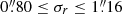 $ 0{{\overset{\prime\prime}{.}}}80\leq \sigma_r\leq 1{{\overset{\prime\prime}{.}}}16 $