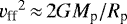 ${v_{\textrm{ff}}}^2\,{\approx}\, 2G{M_{\textrm{p}}}/{R_{\textrm{p}}}$