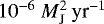 $10^{-6}~M_{\textrm{J}}^2\,\textrm{yr}^{-1}$