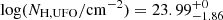 $ \log(N_{\mathrm{H,UFO}}/\mathrm{cm^{-2}})=23.99^{+0}_{-1.86} $