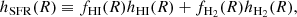 $$ \begin{aligned} h_{\rm SFR}(R) \equiv f_{\rm HI}(R) h_{\rm HI}(R) + f_{\rm H_2}(R) h_{\rm H_2}(R), \end{aligned} $$