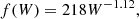 $$ \begin{aligned} f(W) = 218W^{-1.12}, \end{aligned} $$