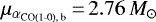 $\mu_{\alpha_{\textrm{CO(1{-}0), b}}}\,{=}\,2.76\,M_{\odot}$